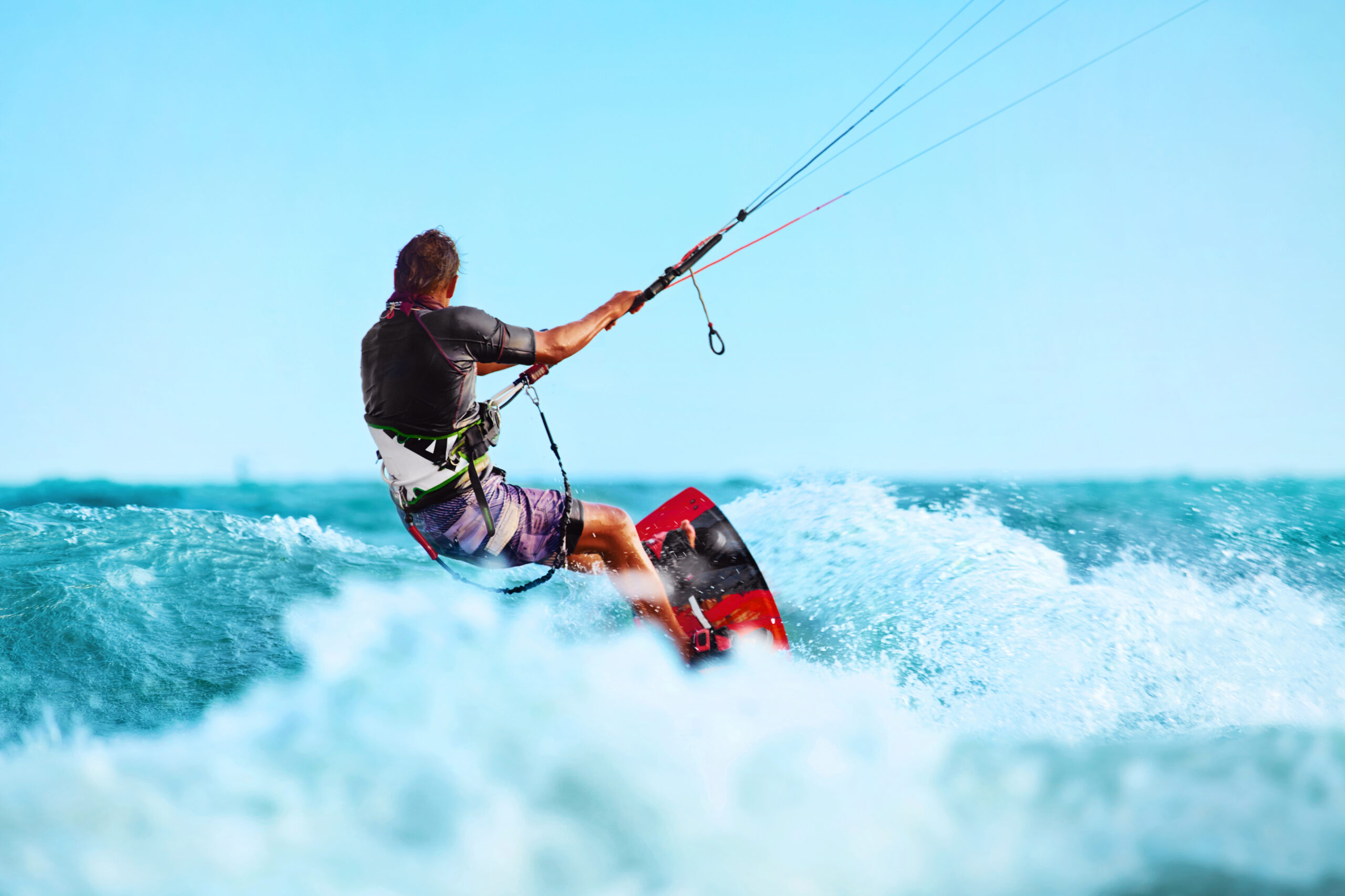 Kiteboarding, Kitesurfing. Water Sports. Professional Kite Surfer In Action On Waves In Ocean. Extreme Sport. Healthy Active Lifestyle. Hobby. Recreational Sporting Activity. Summer Fun, Adventure - Crédits : puhhha